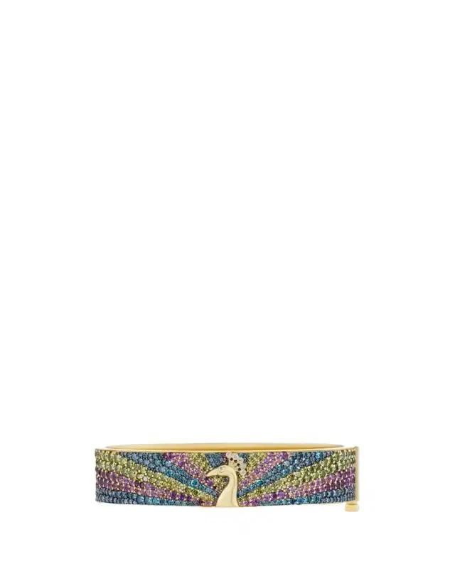 GRACE WINFREY 18K Yellow Gold Royal Peacock Ray Bangle Bracelet With Diamonds and Amethyst