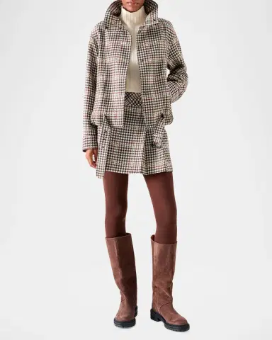 Akris punto Houndstooth Tweed Wool-Blend Blouson Jacket | Thumbnail 2