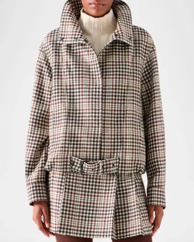 Akris punto Houndstooth Tweed Wool-Blend Blouson Jacket | Thumbnail 4