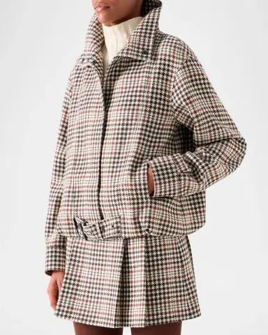 Akris punto Houndstooth Tweed Wool-Blend Blouson Jacket | Thumbnail 6
