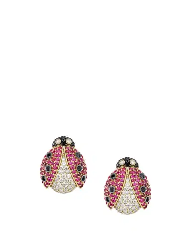 GRACE WINFREY 18K Yellow Gold Pavé Ladybug Button Stud Earrings With Diamonds and Rubies | Thumbnail 2 GRACE WINFREY 18K Yellow Gold Pavé Ladybug Button Stud Earrings With Diamonds and Rubies | Thumbnail 2