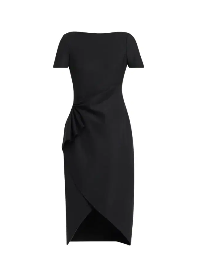 Oscar de la Renta Short-Sleeve Draped Midi Dress
