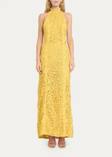 Diotima Fata Crochet Backless Halter Column Gown | Thumbnail 2 Diotima Fata Crochet Backless Halter Column Gown | Thumbnail 2