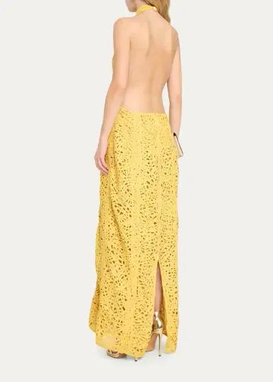 Diotima Fata Crochet Backless Halter Column Gown | Thumbnail 3 Diotima Fata Crochet Backless Halter Column Gown | Thumbnail 3