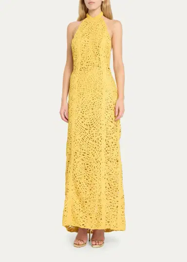 Diotima Fata Crochet Backless Halter Column Gown | Thumbnail 4 Diotima Fata Crochet Backless Halter Column Gown | Thumbnail 4