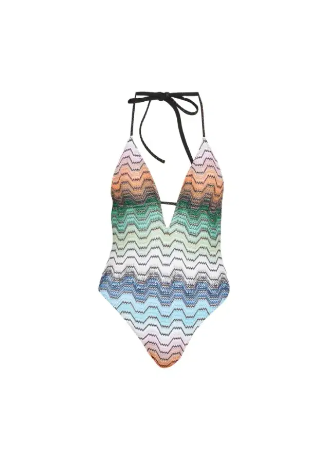 Missoni Zigzag-Knit V-Neck One-Piece Swimsuit