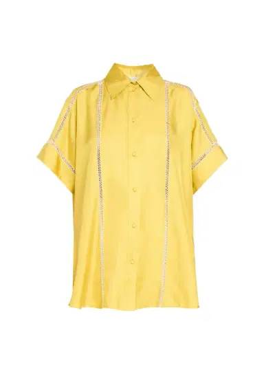 Diotima Timour Short-Sleeve Hand Stitched Silk Button-Down Shirt | Thumbnail 1 Diotima Timour Short-Sleeve Hand Stitched Silk Button-Down Shirt | Thumbnail 1