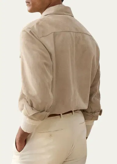 Ralph Lauren Purple Label Men's Suede Overshirt | Thumbnail 2