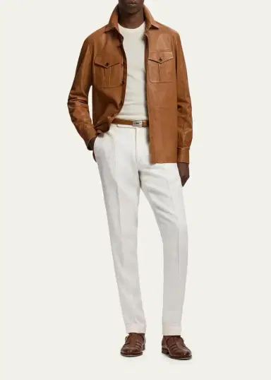 Ralph Lauren Purple Label Men's Leather Overshirt | Thumbnail 2