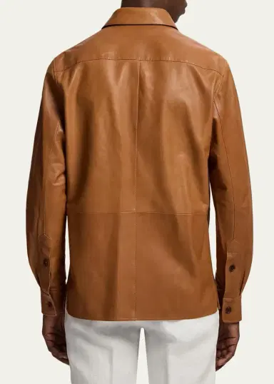 Ralph Lauren Purple Label Men's Leather Overshirt | Thumbnail 3