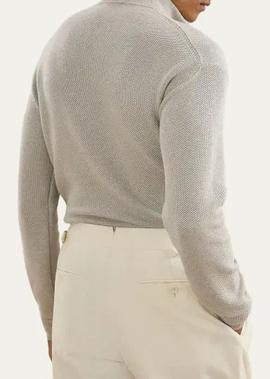 Ralph Lauren Purple Label Men's Honeycomb Silk-Blend Quarter-Zip Sweater | Thumbnail 2