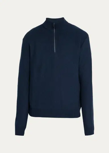 Ralph Lauren Purple Label Men's Honeycomb Silk-Blend Quarter-Zip Sweater | Thumbnail 4