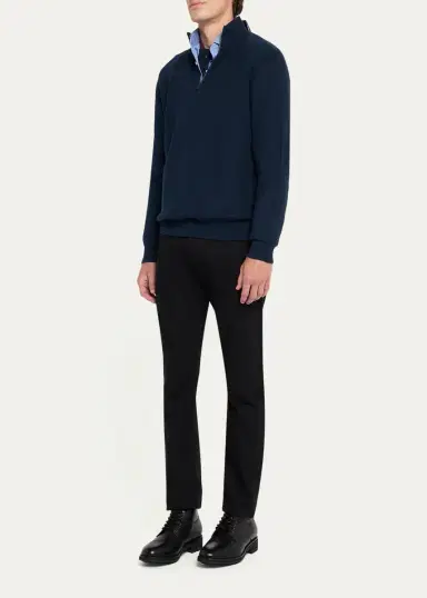 Ralph Lauren Purple Label Men's Honeycomb Silk-Blend Quarter-Zip Sweater | Thumbnail 5