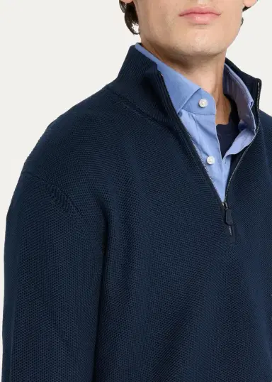 Ralph Lauren Purple Label Men's Honeycomb Silk-Blend Quarter-Zip Sweater | Thumbnail 8