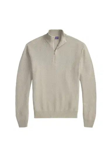 Ralph Lauren Purple Label Men's Honeycomb Silk-Blend Quarter-Zip Sweater | Thumbnail 1