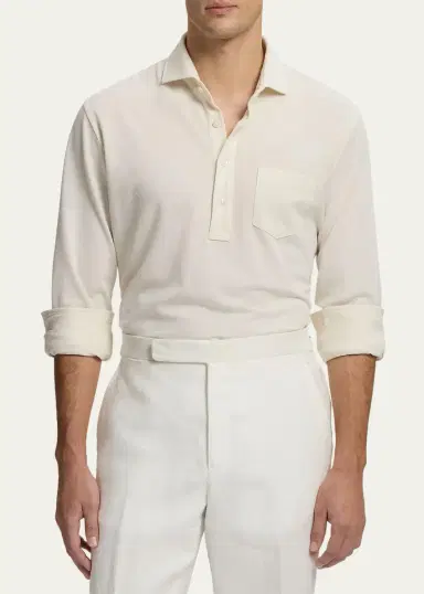 Ralph Lauren Purple Label Men's Washed Piqué Polo Shirt | Thumbnail 4