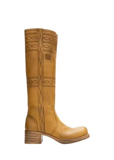 Miu Miu 50mm Western Leather Knee-High Boots | Thumbnail 1 Miu Miu 50mm Western Leather Knee-High Boots | Thumbnail 1