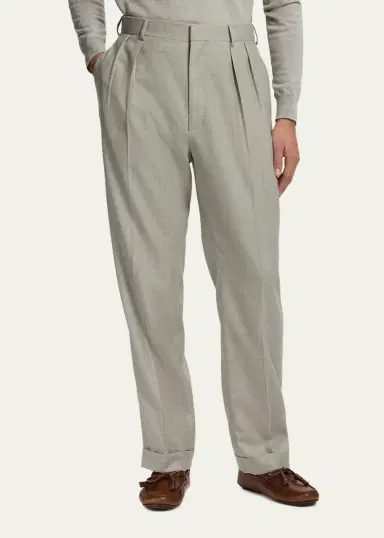 Ralph Lauren Purple Label Men's Gregory Hand-Tailored Wool Trousers | Thumbnail 4
