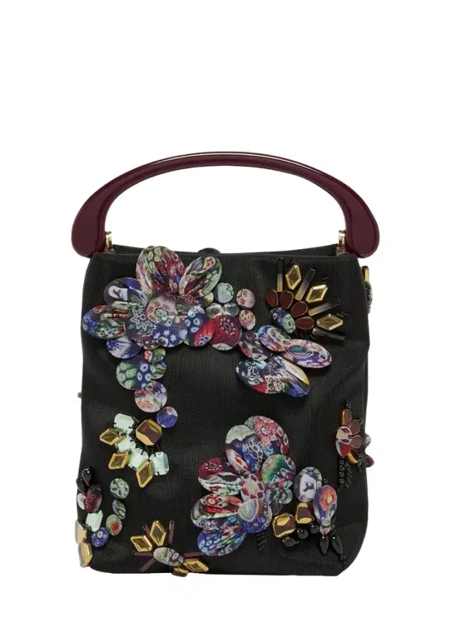 Dries Van Noten Beaded Floral Applique Top-Handle Bag