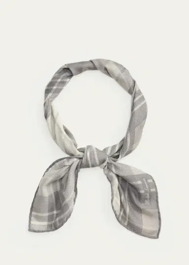 Ralph Lauren Purple Label Men's Plaid-Print Cashmere-Silk Neckerchief | Thumbnail 5