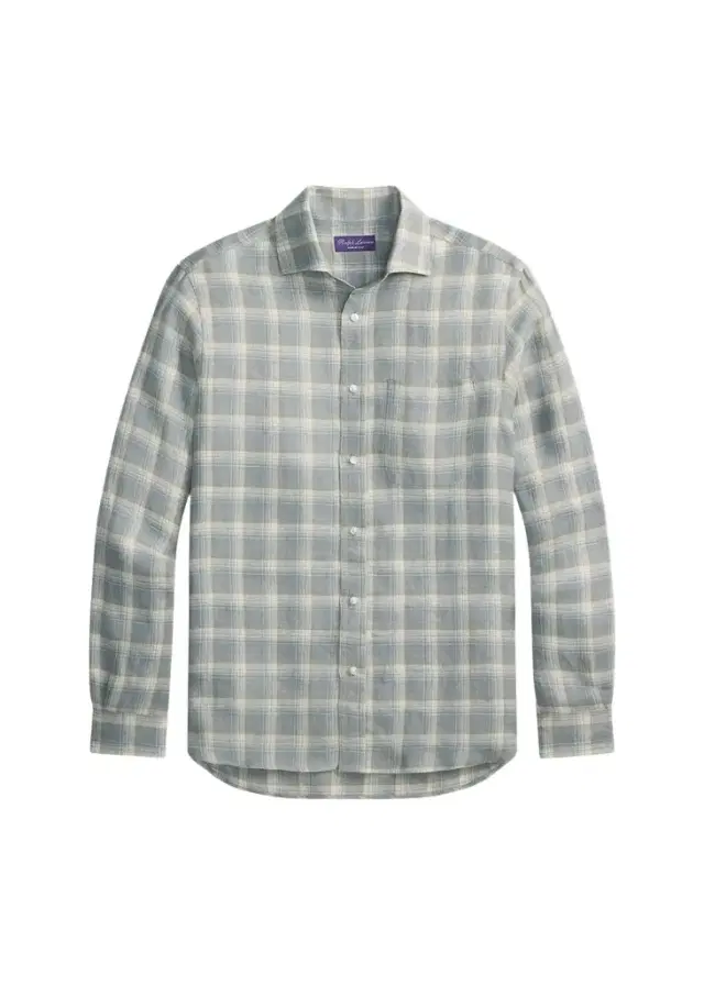 Ralph Lauren Purple Label Men's Plaid Linen Twill Shirt