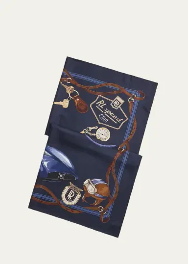 Ralph Lauren Purple Label Men's Automobile-Print Silk Square Scarf | Thumbnail 3