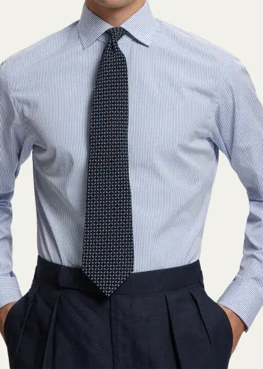 Ralph Lauren Purple Label Men's Geometric-Print Silk Tie | Thumbnail 2