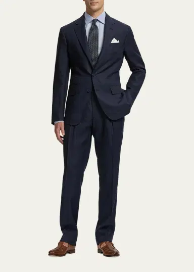 Ralph Lauren Purple Label Men's Geometric-Print Silk Tie | Thumbnail 3
