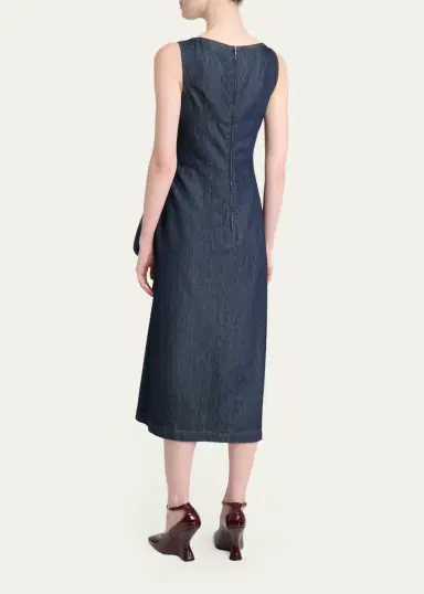 Dries Van Noten Dropps Denim Ruffle Sleeveless Midi Dress | Thumbnail 3 Dries Van Noten Dropps Denim Ruffle Sleeveless Midi Dress | Thumbnail 3