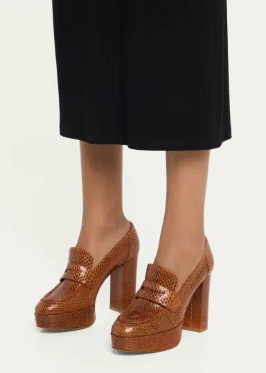 Gianvito Rossi 70mm Hadden Snake-Embossed Leather Loafer Pumps | Thumbnail 2 Gianvito Rossi 70mm Hadden Snake-Embossed Leather Loafer Pumps | Thumbnail 2
