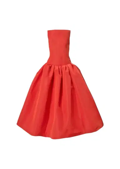 Carolina Herrera Strapless Drop-Waist Flared Silk Midi Dress | Thumbnail 1 Carolina Herrera Strapless Drop-Waist Flared Silk Midi Dress | Thumbnail 1