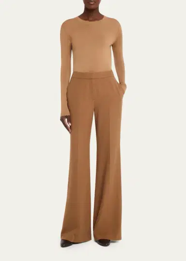 Lafayette 148 New York Lafayette Flare-Leg Camel Hair Pants | Thumbnail 2