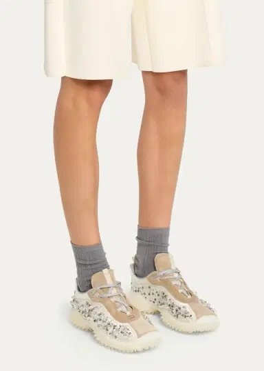 Miu Miu Embellished Suede and Canvas Low-Top Sneakers | Thumbnail 2 Miu Miu Embellished Suede and Canvas Low-Top Sneakers | Thumbnail 2