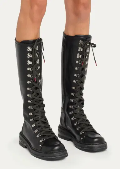 Miu Miu 40mm Leather Lace-Up Knee-High Combat Boots | Thumbnail 2 Miu Miu 40mm Leather Lace-Up Knee-High Combat Boots | Thumbnail 2