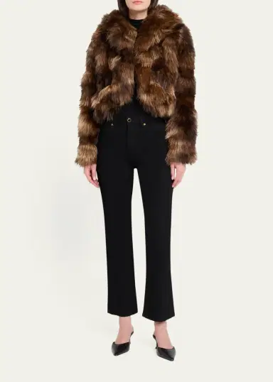 Cinq à Sept Patchwork Faux Fur Cropped Jacket | Thumbnail 2