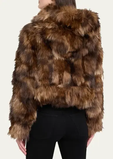 Cinq à Sept Patchwork Faux Fur Cropped Jacket | Thumbnail 3