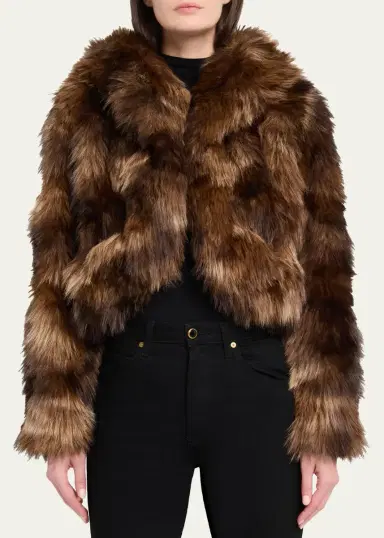 Cinq à Sept Patchwork Faux Fur Cropped Jacket | Thumbnail 4