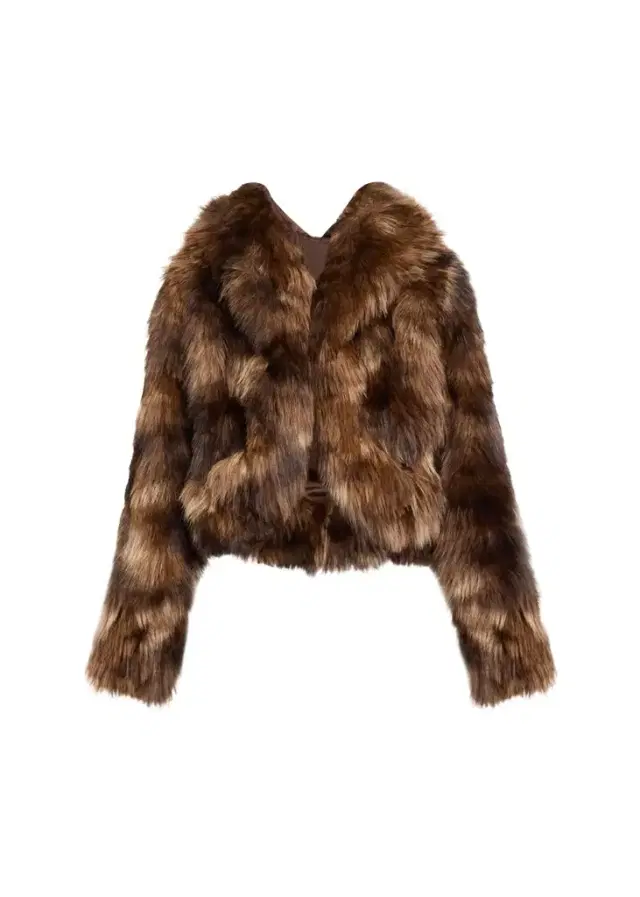 Cinq à Sept Patchwork Faux Fur Cropped Jacket
