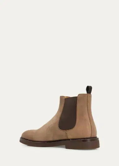 Brunello Cucinelli Men's Suede Rubber-Sole Chelsea Boots | Thumbnail 2