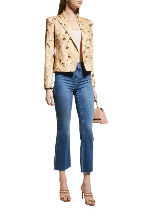 L'Agence Kendra High-Rise Crop Flare Jeans with Raw Hem