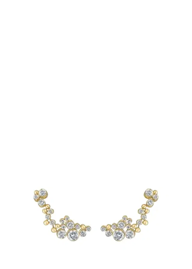 Reza Petillant 18K Yellow Gold Diamond Climber Earrings
