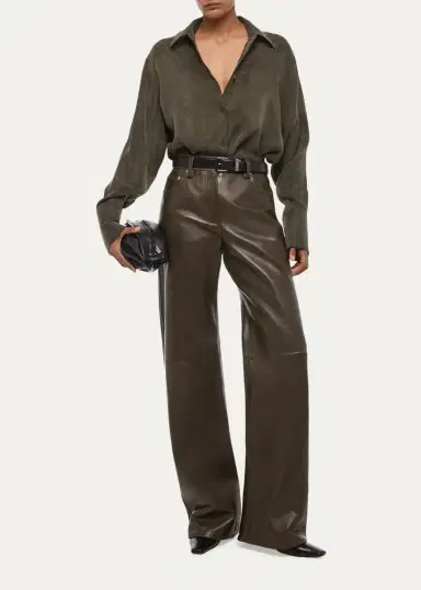 Helmut Lang Relaxed Leather Bootcut Pants | Thumbnail 2 Helmut Lang Relaxed Leather Bootcut Pants | Thumbnail 2