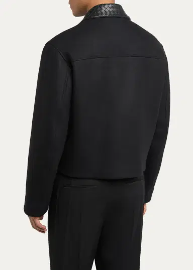 Bottega Veneta Men's Splittable Wool Leather-Collar Blouson | Thumbnail 3
