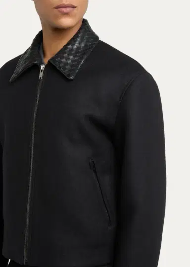 Bottega Veneta Men's Splittable Wool Leather-Collar Blouson | Thumbnail 5