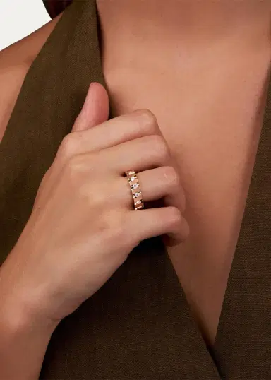 Reza Nexus 18K Rose Gold Alternating Diamond Narrow Band | Thumbnail 2
