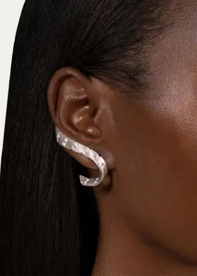 Reza Nexus 18K White Gold Alternating Diamond Cuff Earring, Single | Thumbnail 2