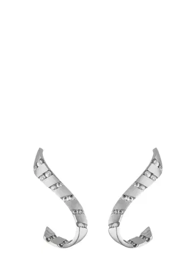 Reza Nexus 18K White Gold Alternating Diamond Cuff Earring, Single | Thumbnail 1