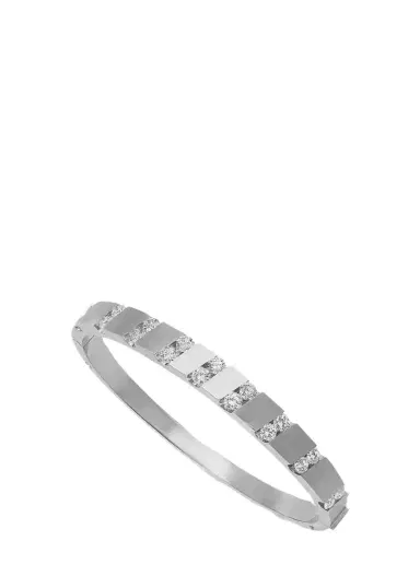 Reza Nexus 18K White Gold Alternating Diamond Bangle | Thumbnail 1