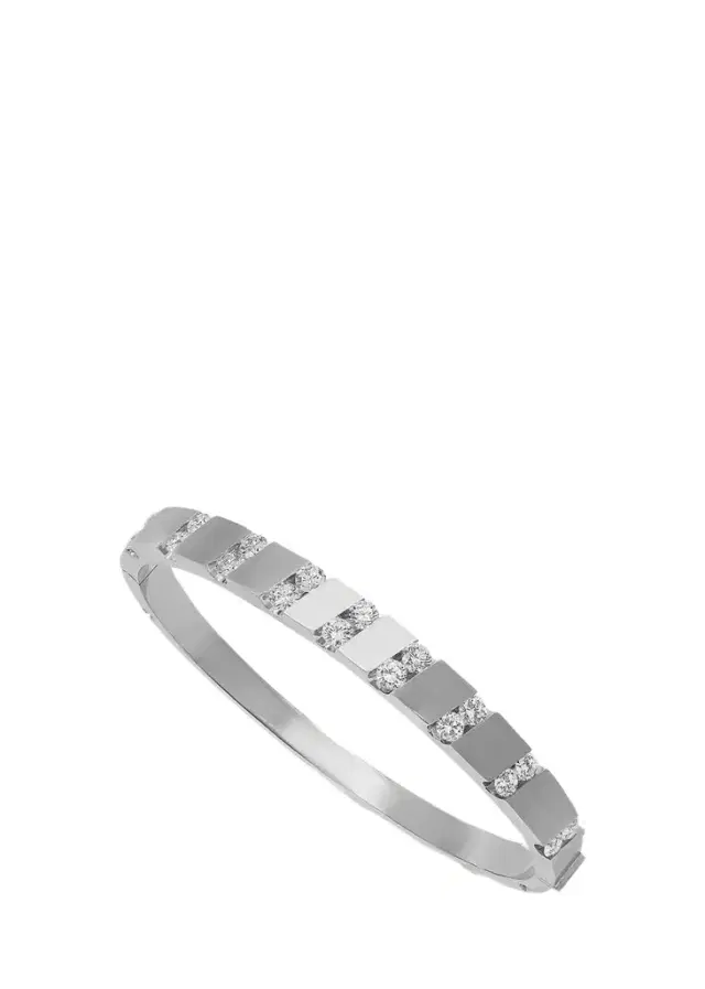 Reza Nexus 18K White Gold Alternating Diamond Bangle