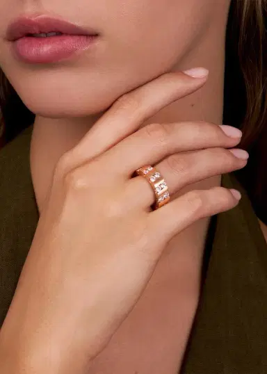 Reza Nexus 18K Rose Gold Alternating Diamond Band | Thumbnail 2